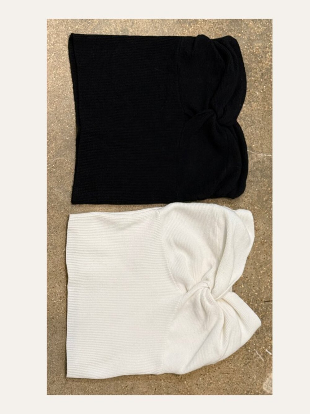 2 Pack Ribbed Twist Front Strapless Tube Tops Black & Off White Size XS